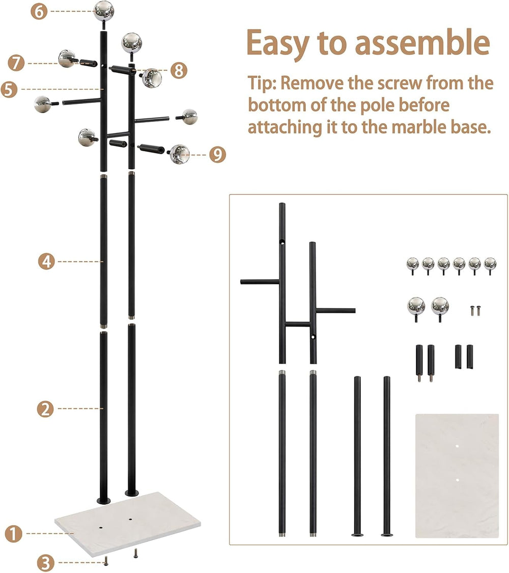 JIAYUEJU Metal Standing Coat Rack for Entryway Bedroom Living Room (Black)
