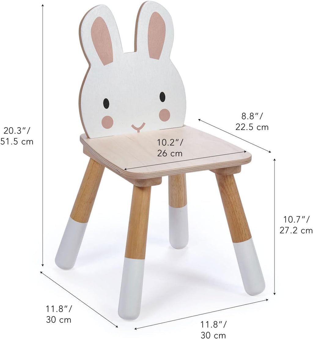 Tender Leaf Toys - Forest Table and Chairs Collections - Adorable Kids Size Art Play Game Table and Chairs - Made with Premium Materials and Craftsmanship for Children 3+ (Forest Rabbit Chair)