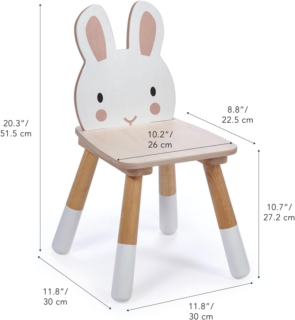 Tender Leaf Toys - Forest Table and Chairs Collections - Adorable Kids Size Art Play Game Table and Chairs - Made with Premium Materials and Craftsmanship for Children 3+ (Forest Rabbit Chair)