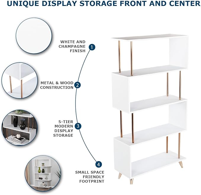 SEI Furniture Beckerman Bookcase, Gold (AMZ9753ZH)