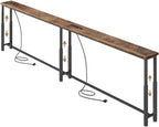 78.7’’ Narrow Console Table with 26"–34" Height Adjustable, Behind Couch Table Skinny with 2 Power Outlets and USB Ports, Long Sofa Tables for Living Room and Small Spaces, Rustic Brown
