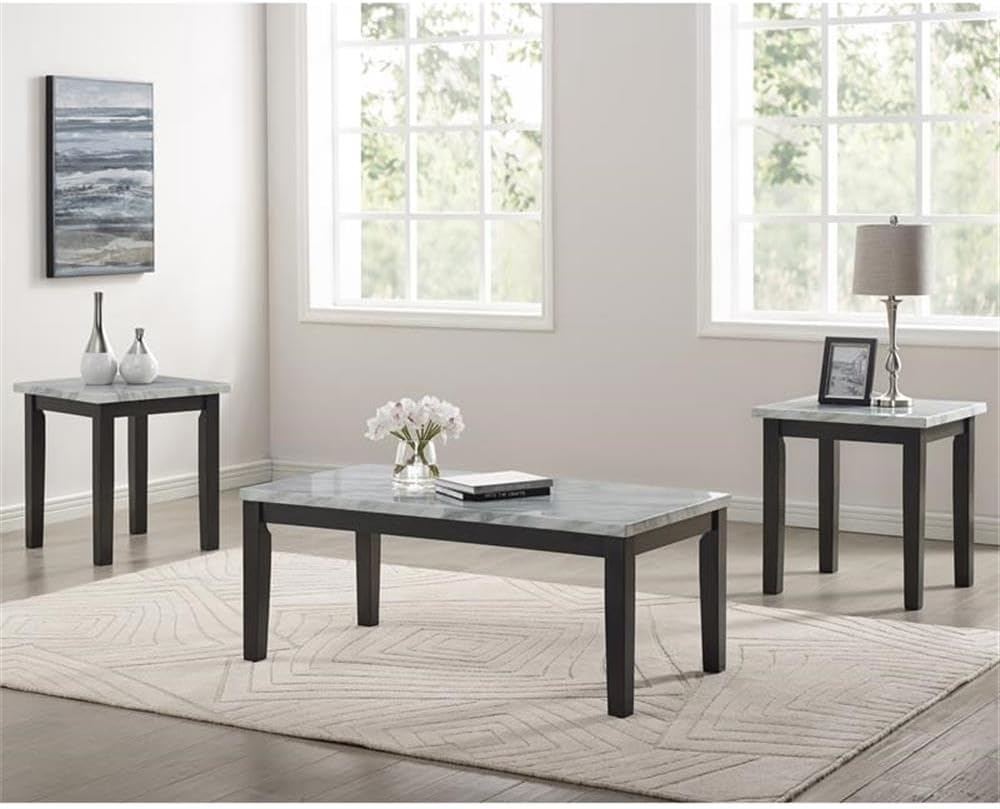 Furniture of America Korlyn Wood 3-Piece Coffee Table Set in White