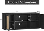 LEYAOYAO Rattan TV Stands for Living Room, Boho Entertainment Center with Storage and Open Shelf, Wood Media Console for 50-65 Inch TV, Black