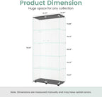 Beauty4U Glass Display Cabinet with 5 Shelves Double Door, Curio Cabinets for Living Room, Bedroom, Office, Black Floor Standing Glass Bookshelf, Quick Installation