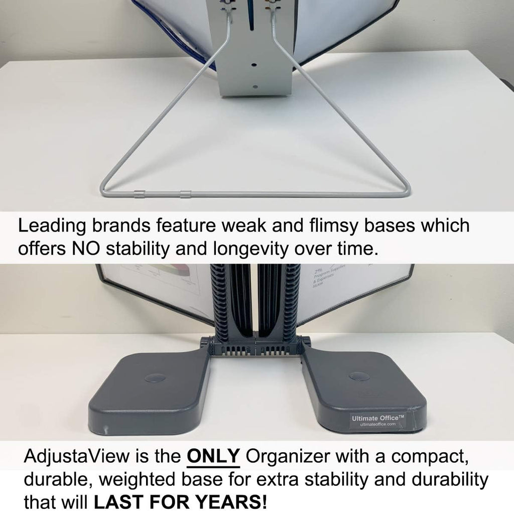 Ultimate Office AdjustaView 20-Pocket Desk Reference Organizer with Easy-Load Pockets and Compact Weighted Base for Stability (Colored Pockets)