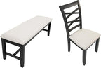 Poundex 6 Piece Charcoal Modern Dining Set with Table, 4 Chairs & Bench