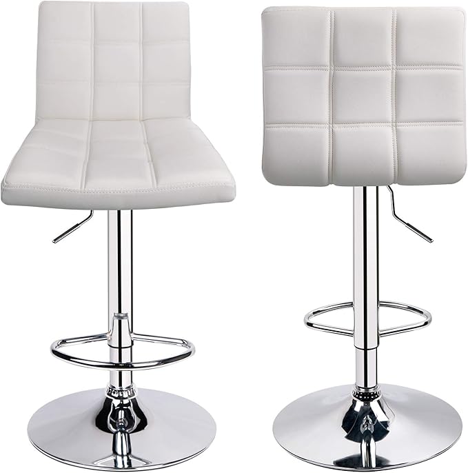 Leopard Modern Square PU Leather Adjustable Bar Stools with Back, Square Back...