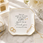 Thank You Gifts for Women - 4"x4" Ceramic Jewelry Dish Tray - Appreciation Inspirational Gifts for Women Employee Coworker Teacher Friends (White-Thank You)