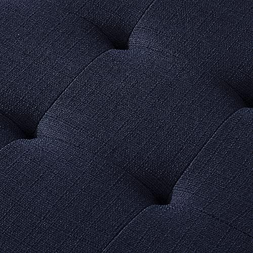 24KF Large Rectangular Upholstered Tufted Linen Fabric Ottoman Bench, Padded ...