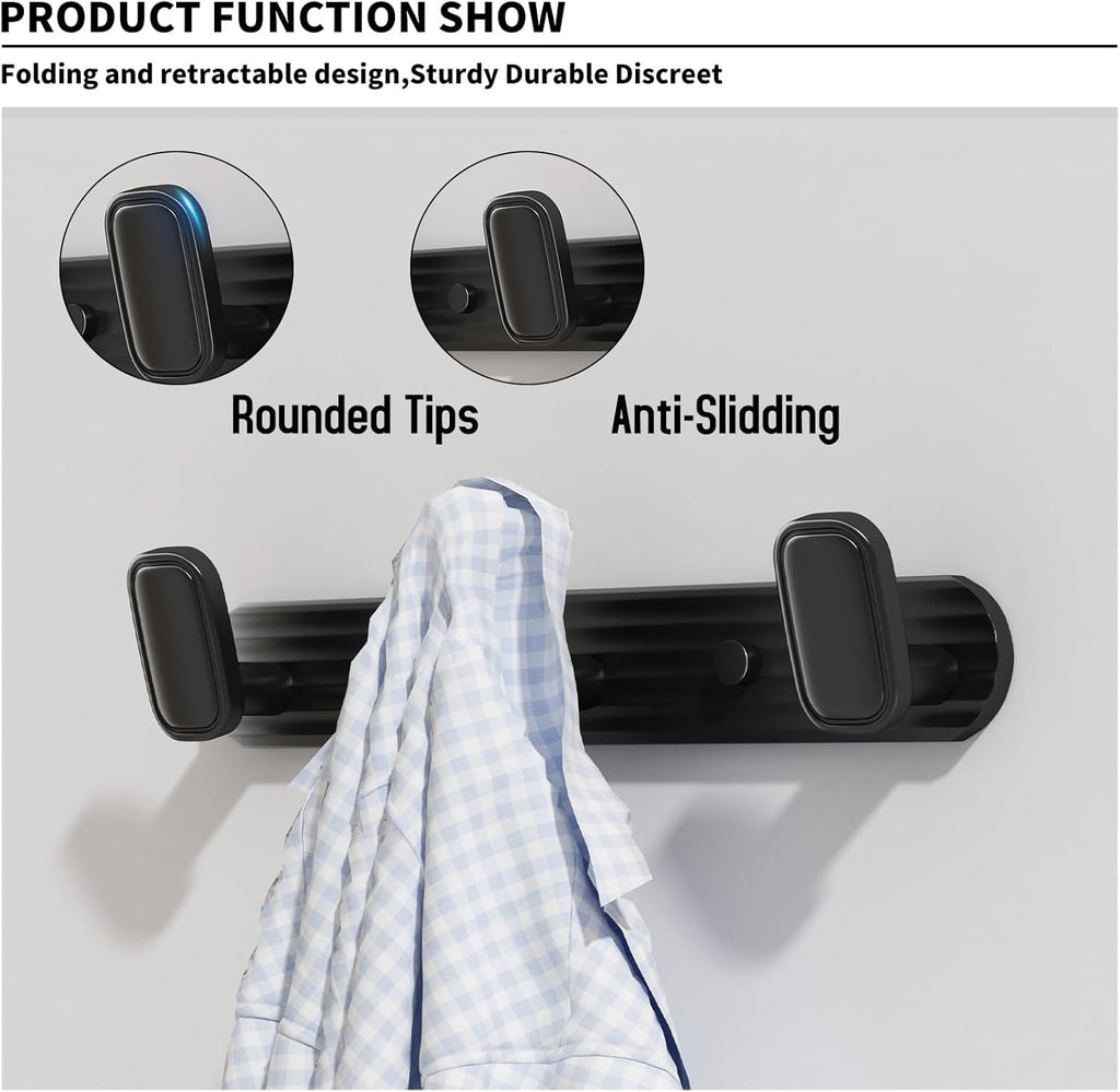 Coat Rack Wall Mount Black, 3 Hooks Rack Metal Coat Hanger Wall for Hanging Hat Purse and Robes, Towel Hook for Bathrooms and Entryway (1 Pack)