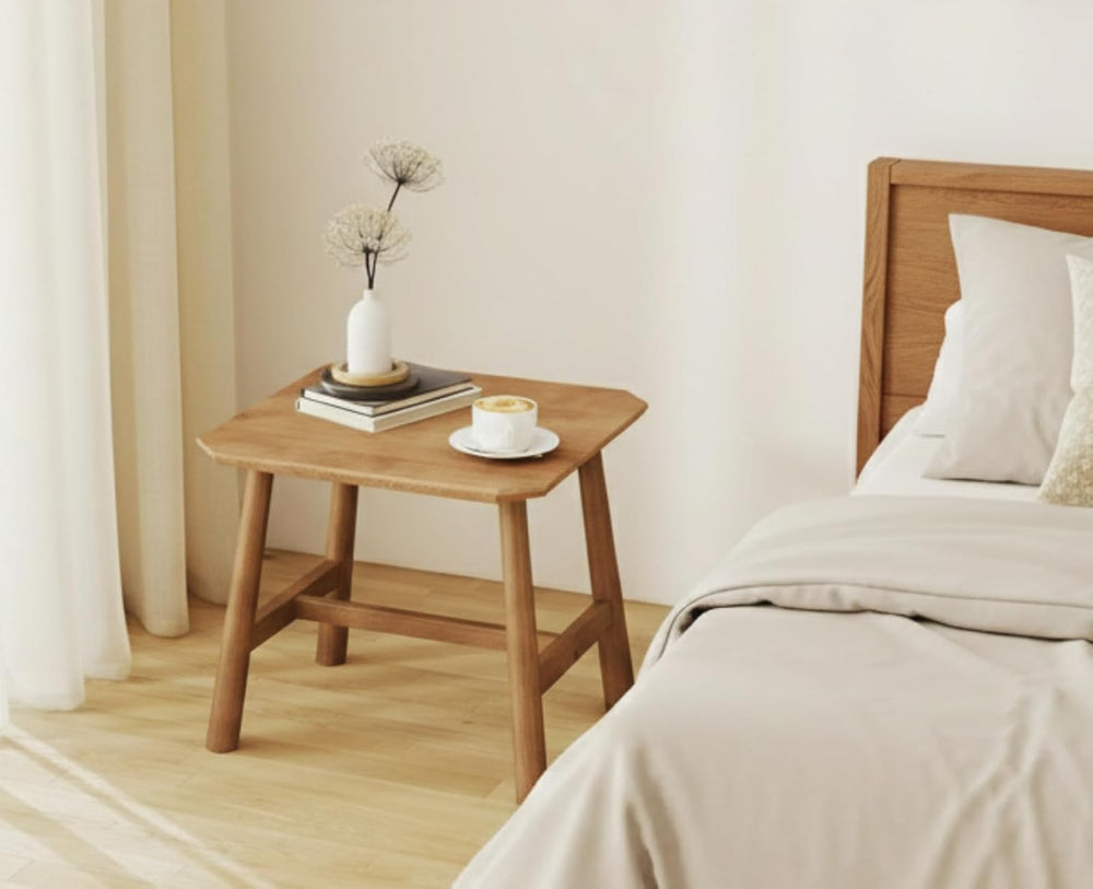 CIMOTA Solid Wood Side Table Modern Small Square End Table for Living Room Fa...