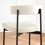 Beige Faux Leather Dining Chairs Set of 2, Armless Upholstered Kitchen Chair,Modern Dining Room Chair with Curved Backrest