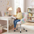 HEAH-YO Swivel Kids Chair with Wheels, Adjustable Kid Desk Chair with Arms, Cute Faux Fur Kids Study Chairs for Boys and Girls, Rainbow Color