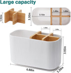 White Toothbrush Holder - Bamboo Toothbrush Holders for Bathrooms Electric Toothbrush Holder Organizer Kids Toothbrush Holders for Bathrooms Countertop