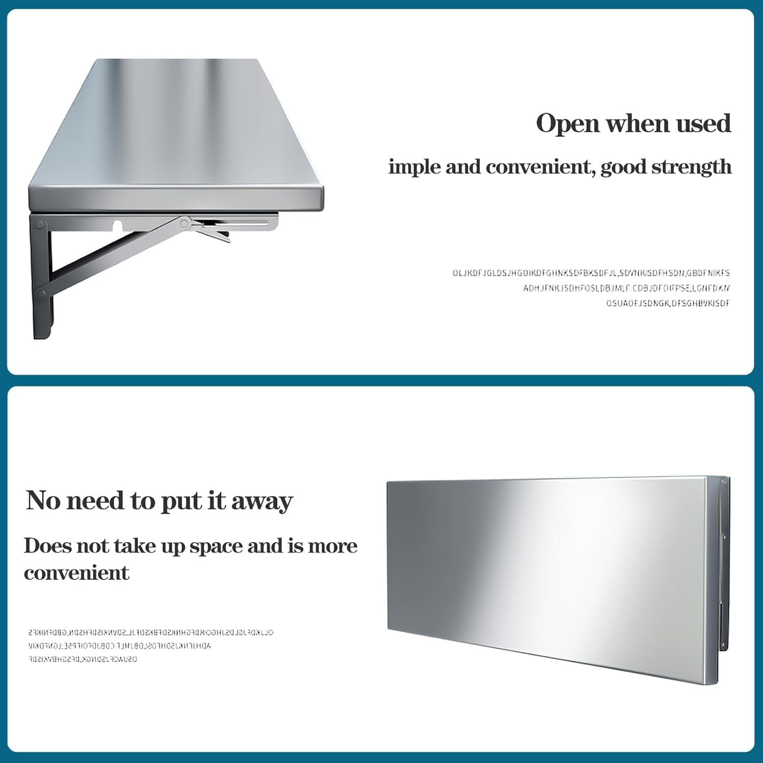Wall Mounted Folding Table,304 Stainless Steel Wall Folding Desk,Floating Table for Wall,Laundry Room Folding Table,Home Bars and Dining Establishments(100x40cm /39.4"x15.7")