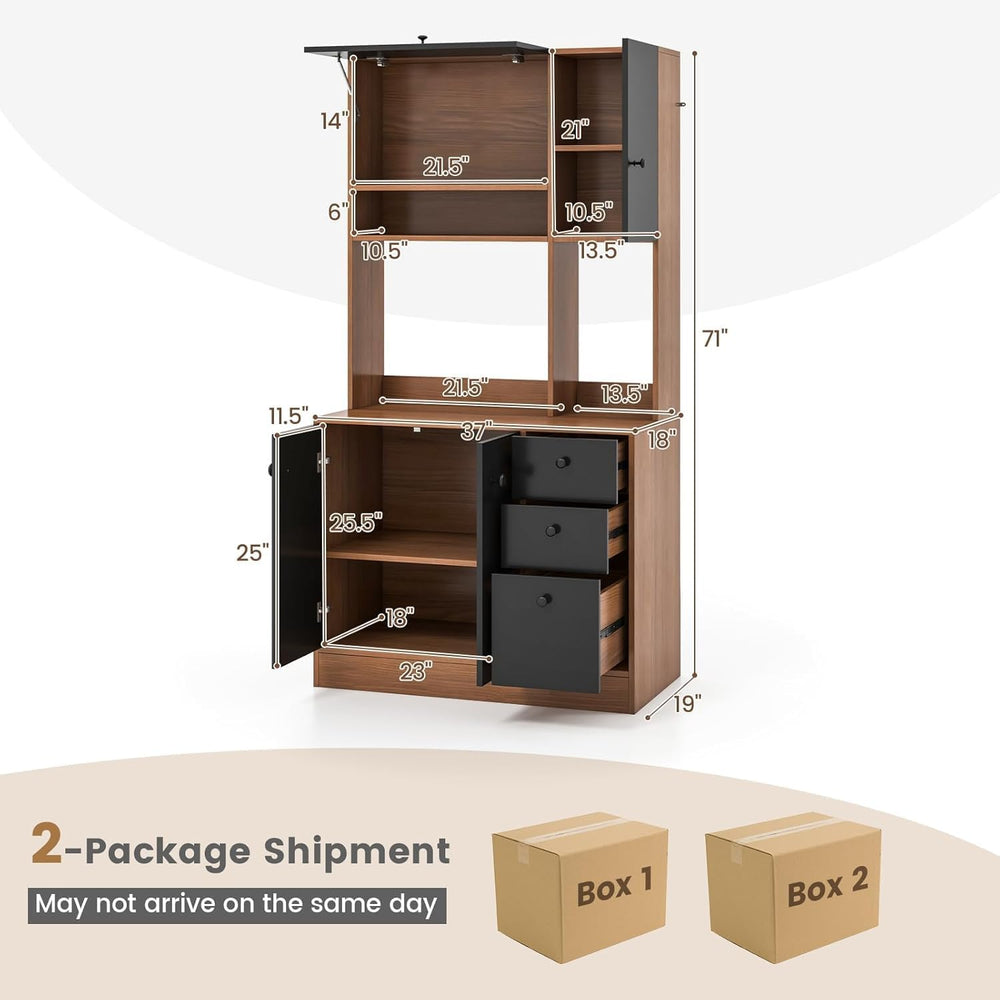 Nightcore Kitchen Pantry Storage Cabinet, 71" Freestanding Pantry with 3...