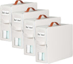 KEEGH Bed Sheet Organizers and Storage, 4 Pack Linen Closet Organizer for Bedding, Sheets Set Folder Organizer with Window& Zipper, Bed Sheet Storage Organizer for Bedsheets, Duvet Cover - Beige