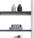 roomfitters 5-Tier Shelves, Modern A-Frame Ladder Bookshelf, Wooden Leaning Decorative Storage Display Rack, Grey and White