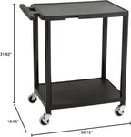 Norwood Commercial Furniture 2-Tier Mobile Utility AV Cart with Casters, Rolling Presentation and Media Cart on Wheels, Black