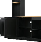 Ball & Cast 91" Arched Entertainment Center Wall Unit with Bookshelf, Farmhouse Large TV Stand with Wood Grain for TVs Up to 70", Media TV Console with Adjustable Shelves for Living Room,Black