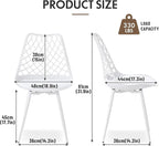 Modern Plastic Dining Chair Set of 4 - Padded Tulip Mid Century Chairs for Kitchen Living Room Mesh Design - Simple Side Chair with PU Leather Cushion for Indoor Outdoor Bistro Patio Cafes -White
