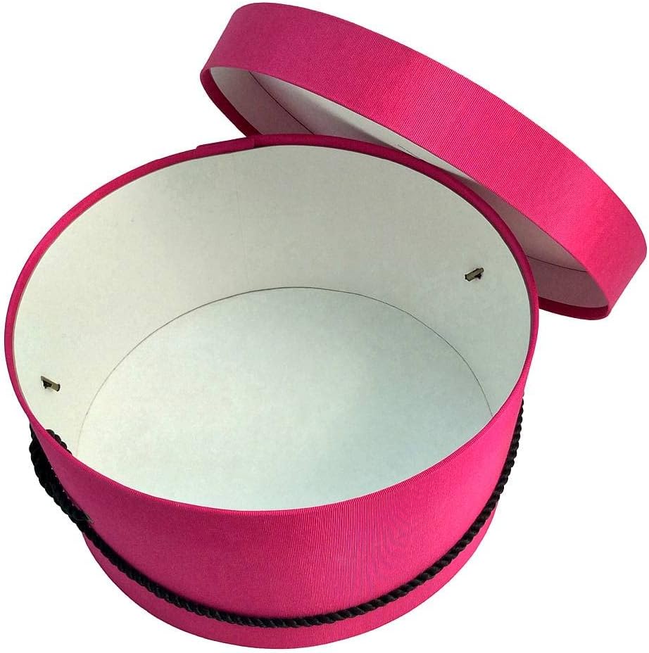 Sarah's Hat Boxes Classic Cerise Hat Box – 21.5" x 11.5" (Dia. x Ht.) Handmade in USA – Odorless Non-Toxic Adhesive, Cording Handle – Premium Storage for Hats & Accessories