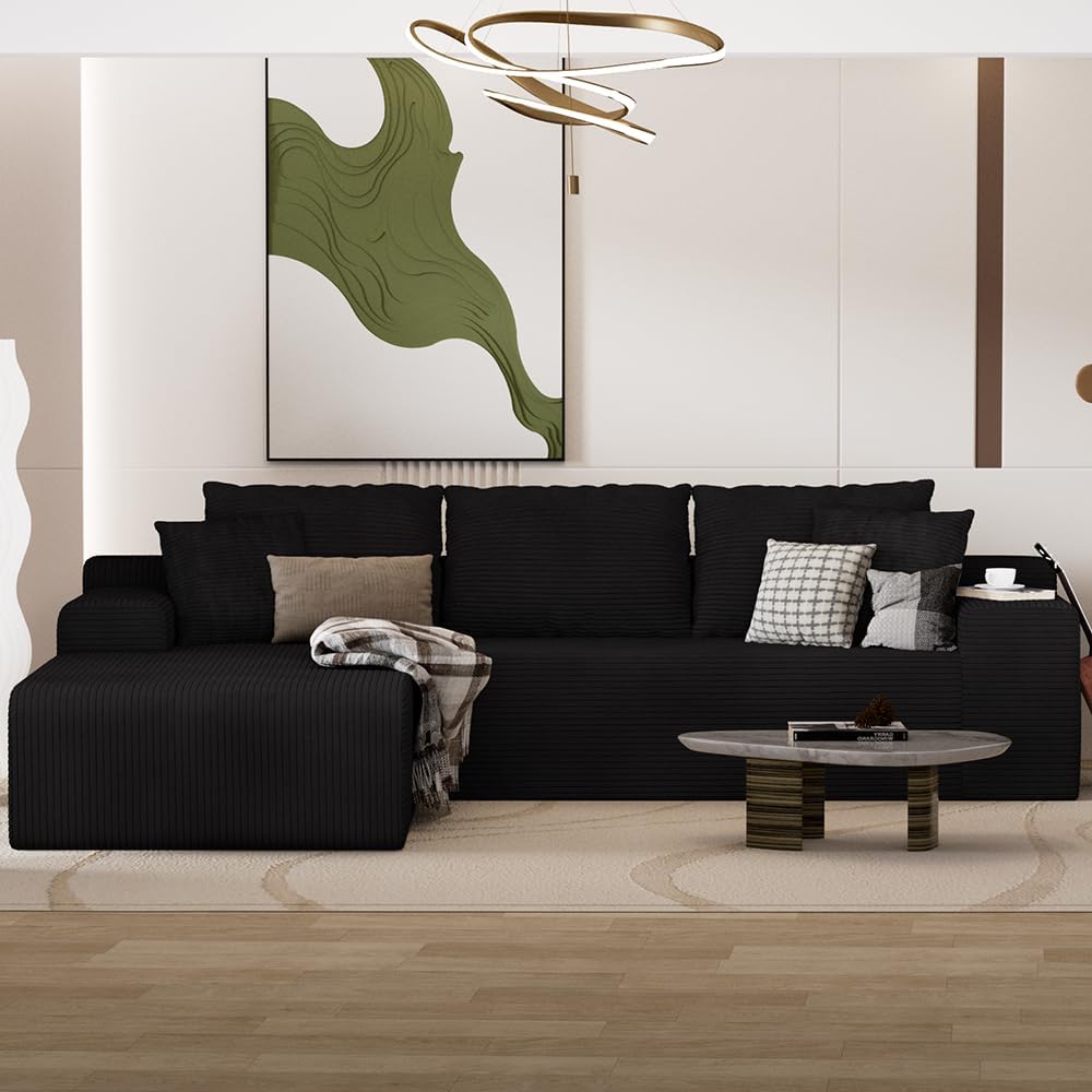 96" L Shaped Modular Sectional Sofa, Cloud Couch with Deep Seat Chaise, ...