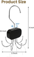 3 Pack Tank Top Hanger, Rotatable Bra Organzier for Closet, Bra Hanger for Closet Organizer, 360° Rotating & Foldable, Metal and Wood, Space-Saving Belt Hangers for Tank Tops, Belt, Tie (Black)