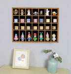 Shot Glass Display Case, Stylish Natural Varnished Glass Display Case for Display, 28 Slots Freestanding & Wall Mountable Shot Glass Holder, Perfect for Collectors - (with 1 Row for Tall Shooters)
