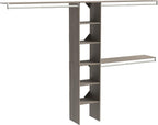 ClosetMaid SuiteSymphony Wood Closet Organizer Kit with Tower 3 Hang Rods, Top Shelves, Adjustable, Fits Spaces 5-9 ft. Wide, Graphite Grey