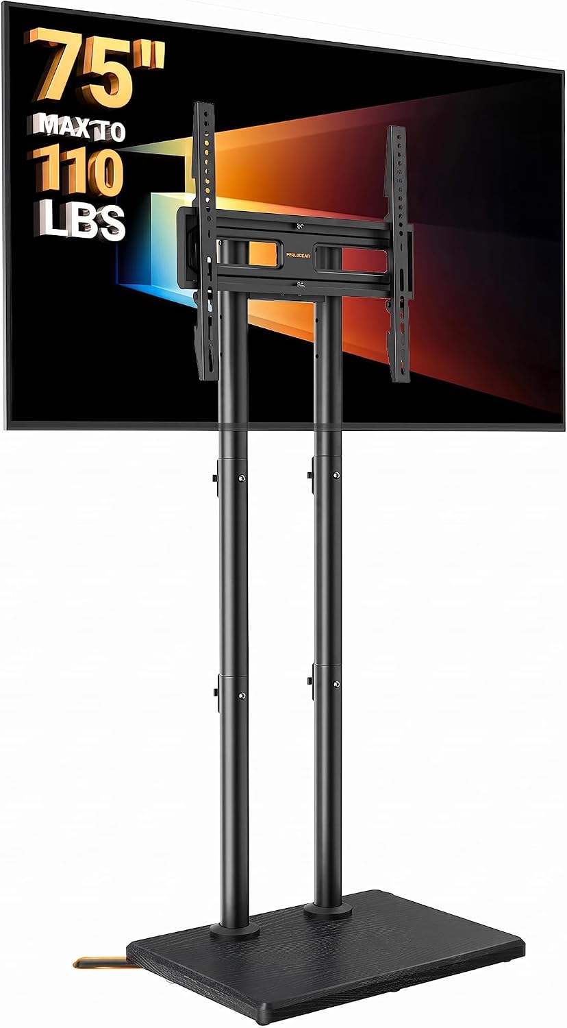 Perlegear Universal Floor TV Stand for 32–75" TVs up to 110 lbs, Height-...