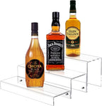 2 Pack Tiers Bar Shelves for Liquor Bottles, 15" Clear Acrylic Risers Display Racks Stands for Figures Pops Cupcake Perfume Collections (Clear)