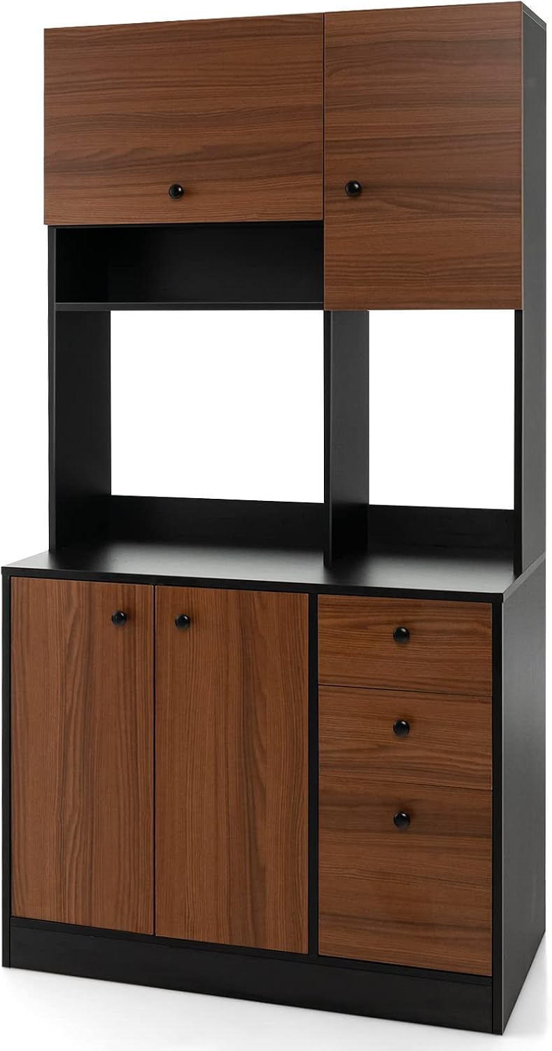 Giantex Kitchen Pantry, Buffet Hutch with 3 Storage Cabinet, 71'' Flo...