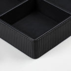 PU Leather Valet Tray, Decorative Trinket Vanity Desk Drawer Organizer Tray, Perfume Dish Catch All Bowl for Keys, Nightstand Drawer Organizer Women Men with 4 Compartments (Black)