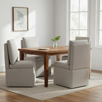 Upholstered Dining Chairs with Casters, Modern Dining Room Chairs Set of 2 with Hidden Storage & 4 Wheels, Single Sofa Chair for Kitchen, Reading Room, Waiting Room, Taupe