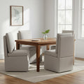 Upholstered Dining Chairs with Casters, Modern Dining Room Chairs Set of 4 with Hidden Storage & 4 Wheels, Single Sofa Chair for Kitchen, Reading Room, Waiting Room, Taupe (2 Box)