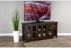 Pemberly Row 70" Dark Wood TV Stand Media Console Cabinet, Rustic Entertainment Center, for TVs up to 80" in Tobacco Leaf
