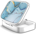 Pill Box 2 Compartment Medicine Pill Case,Portable for Pocket or Purse Pill Box Decorative Metal Medicine Vitamin Organizer Unique Gift（Bule Marble）