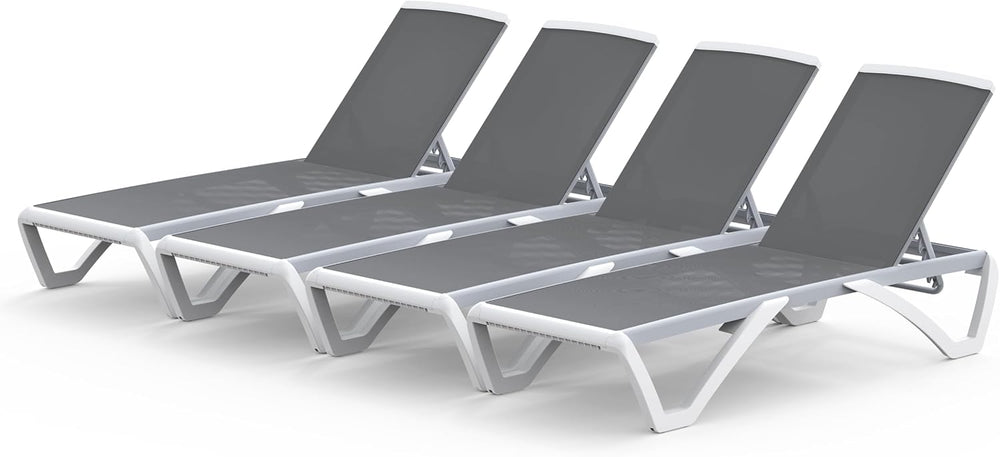 Domi Pool Patio Lounger Chair Chaise Lounge Chair Set of 4