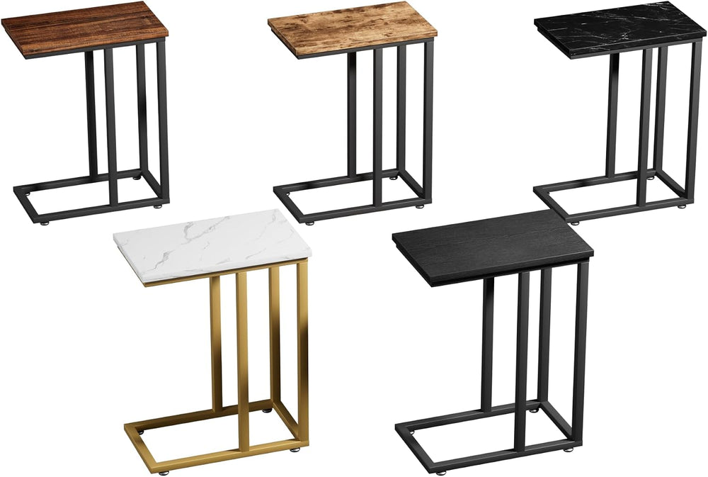 VECELO Universal C-Shaped Side Table, Multi-Functional Snack & TV Tray fo...