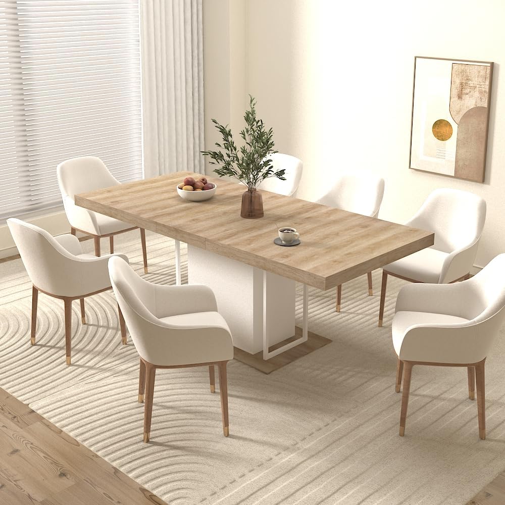 KEIKI Extendable Dining Table for 6-10 People, Dining Room Table for Gatherin...