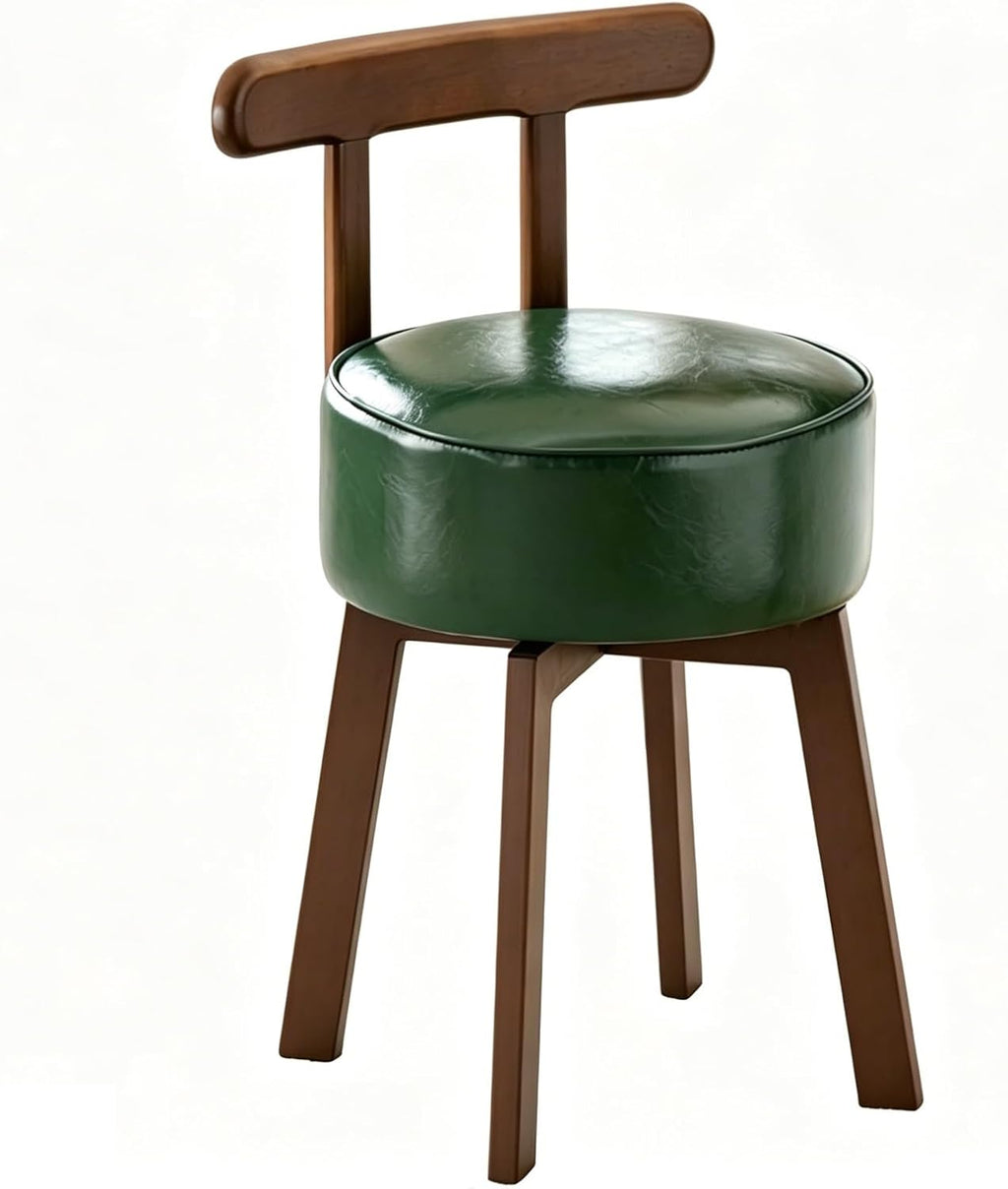 Work Vanity Chair, Swivel Stools, Vintage Upholstered Chairs, Widen The Large Seat Surface, for Pub Coffee Home Dinning Kitchen Island(Green)
