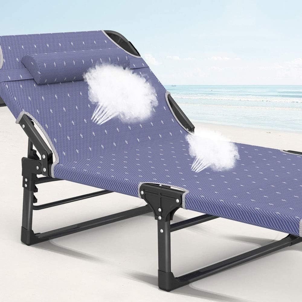 Outdoor Garden Lounge Chair Single Sunbed Household Siesta Deck Office Nap Bed Portable Camp Bed(C)