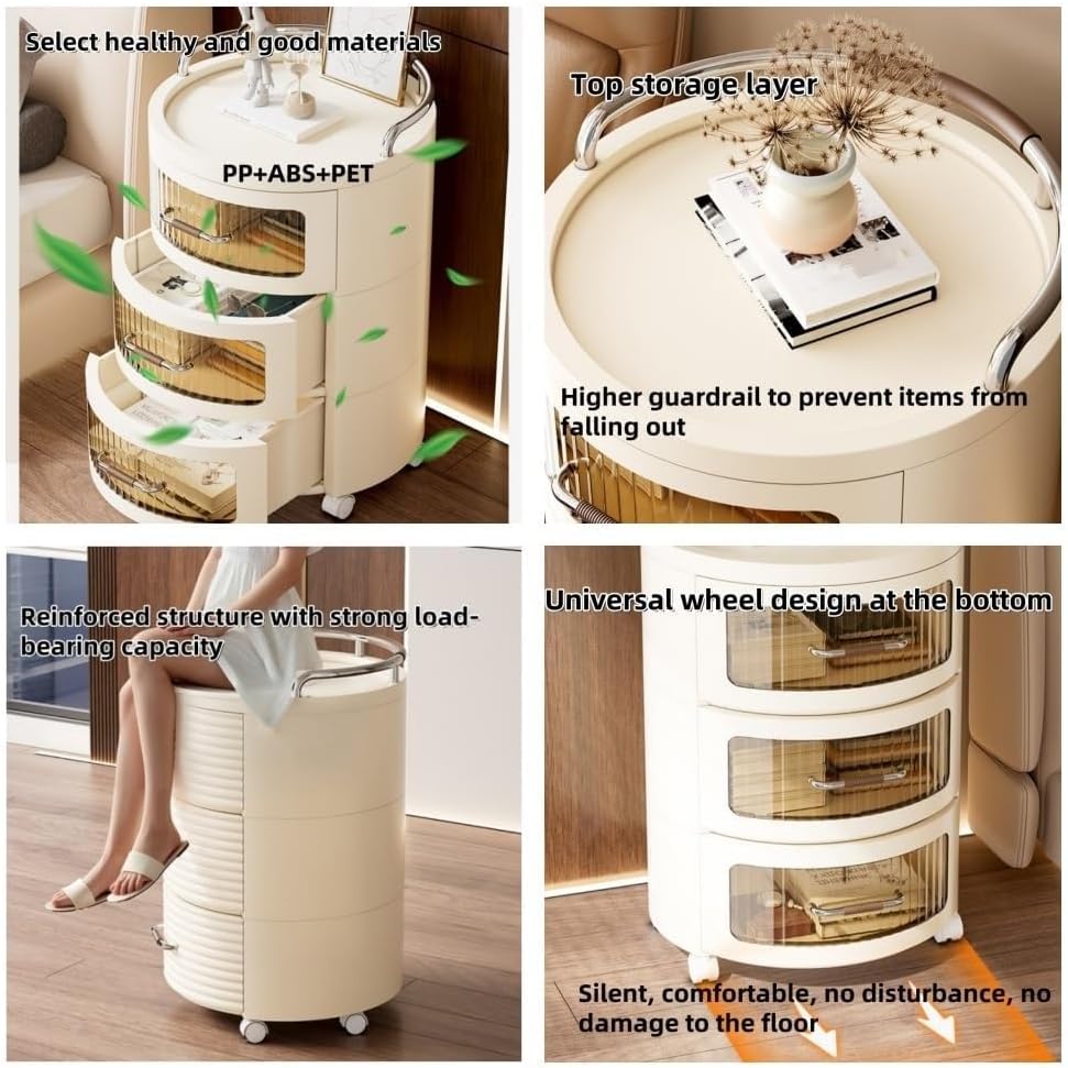 Storage Cabinet Multi-Layer Nightstand with Drawers Small Dresser and Organiz...