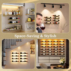 6-Shelf Metal Wall Mounted Wine Rack - Hanging Wine Bottle Holder Organizer for Kitchen, Bar, Home Storage - 6PCS Iron Wine Bottle Display Stand (6PCS-Gold)