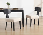 chairus Farmhouse Dining Chairs Set of 6, Upholstered Accent Chairs with Black T-Shape Wood Back Armless Kitchen Chairs with Soft Pad, Linen Beige
