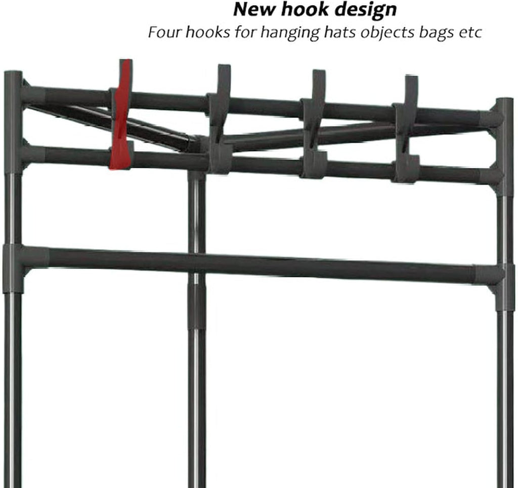 Metal Corner Coat Rack,Corner Hall Tree with 3 Storage Shelves,freestanding Clothes Rack Organizer with Hooks and Thick Clothes Rod, for Entryway Bedroom Living Room Home Office