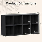 YESHOMY Modern TV Stand for Televisions up to 55 Inch, Mid Century Entertainment Center with 8 Open Shelves for 32/43/50/55 Inchs TVs, Media Console with Adjustable Shelves for Living Room, Black