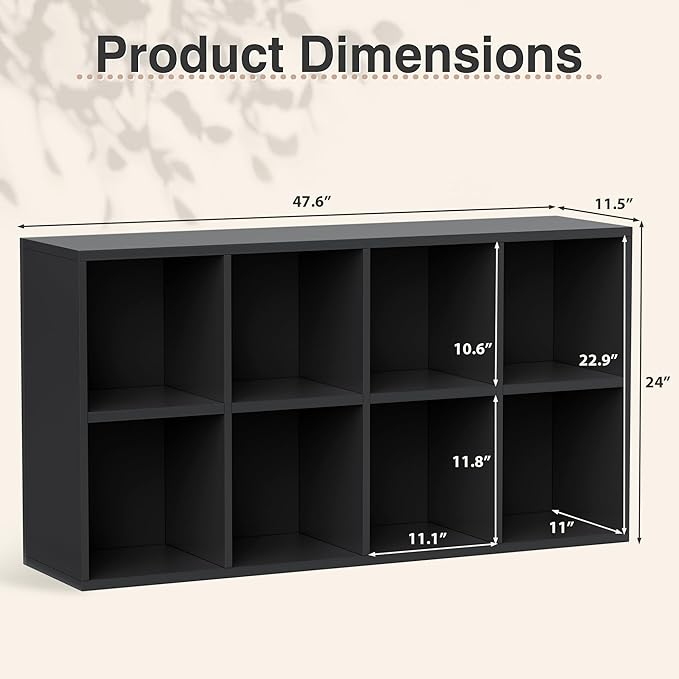 YESHOMY Modern TV Stand for Televisions up to 55 Inch, Mid Century Entertainment Center with 8 Open Shelves for 32/43/50/55 Inchs TVs, Media Console with Adjustable Shelves for Living Room, Black
