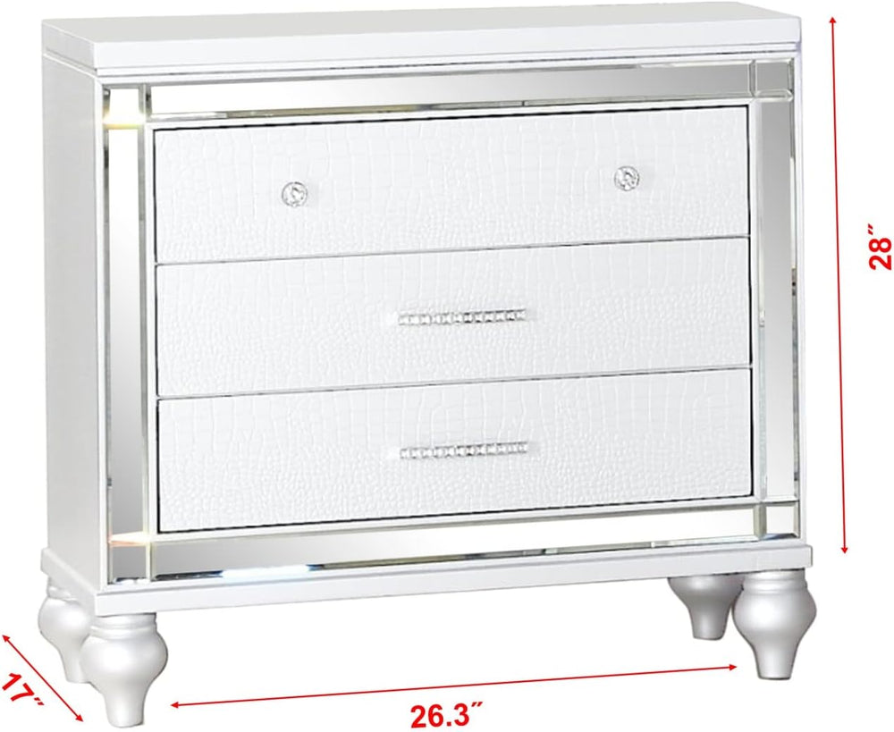Modern Style Mirror Framed Nightstand,for Small Spaces